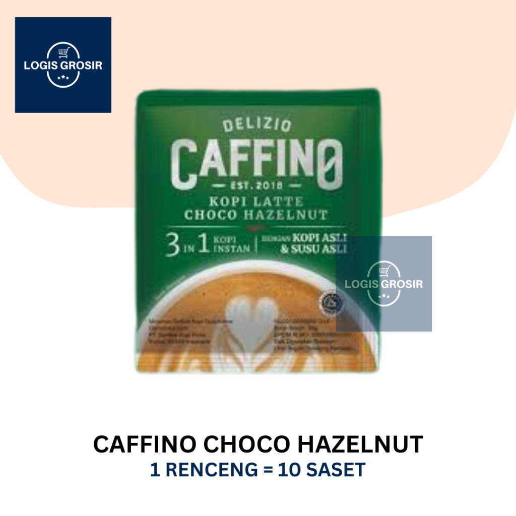 

Caffino Delizio Kopi Latte Choco Hazelnut 1 Renceng 10 Sachet Hijau