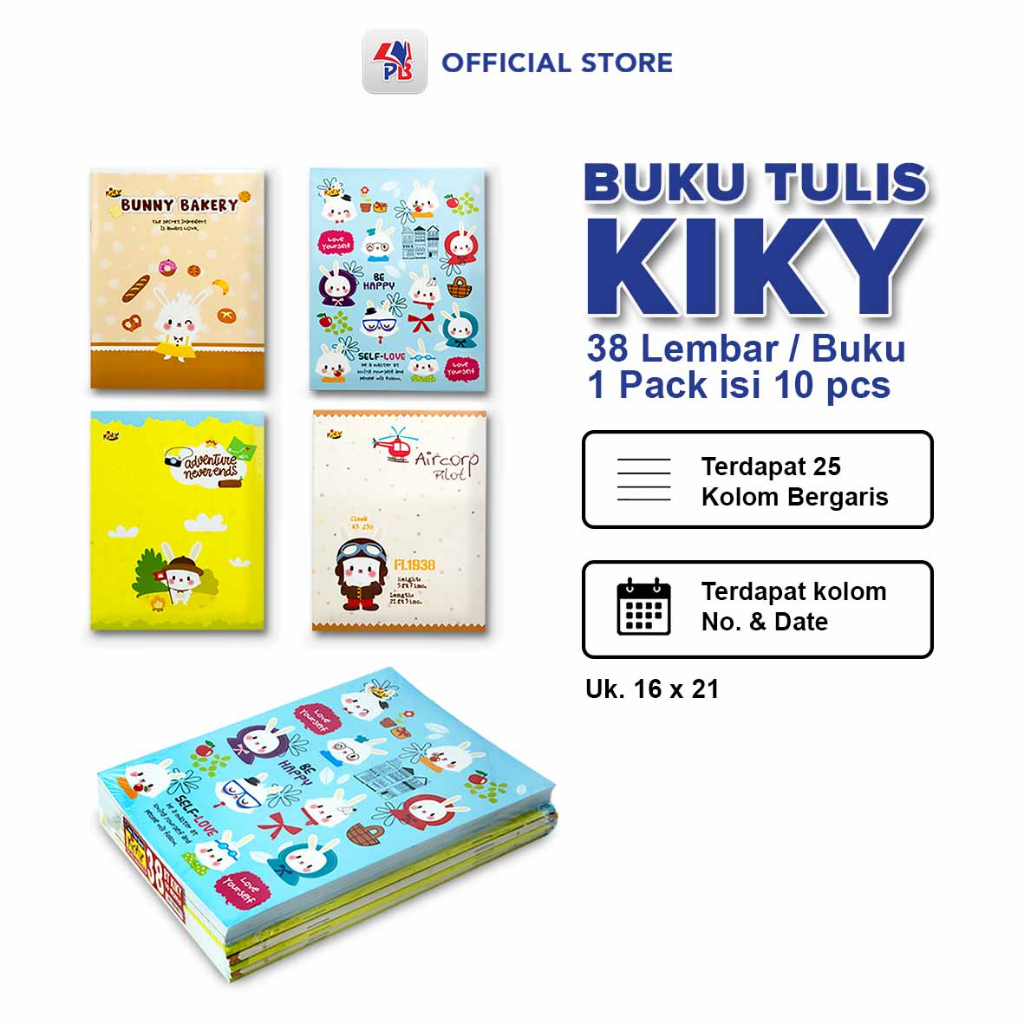 

Buku Tulis 38 lembar / Buku Tulis Kiky Isi 38 Lembar / 1 pack Isi 10 Buku / PB EDUKASI ANAK - PBNB