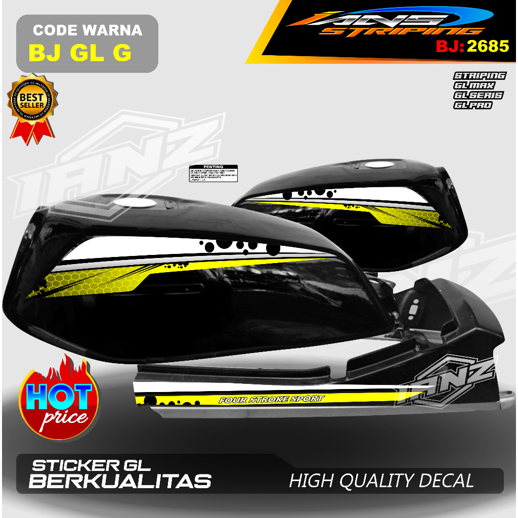 Striping Variasi HONDA GL MAX/PRO Desain Update-STIKER Tangki Striping GL Stiker Variasi