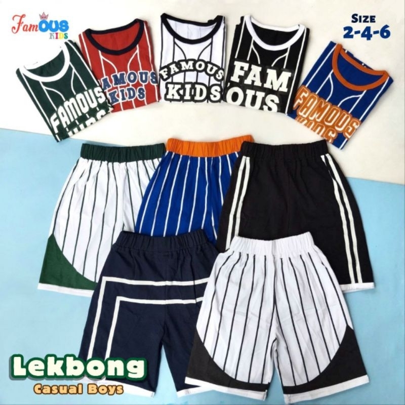 lekbong casual boy by.famous kids baju kaos celana set anak murah