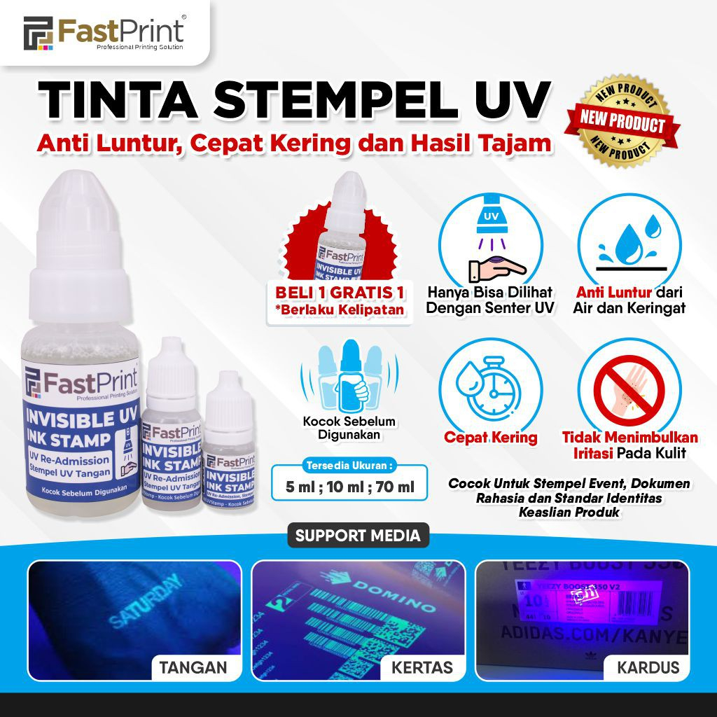 

Fast Print Tinta Stempel UV Tinta Invisible 5 ML