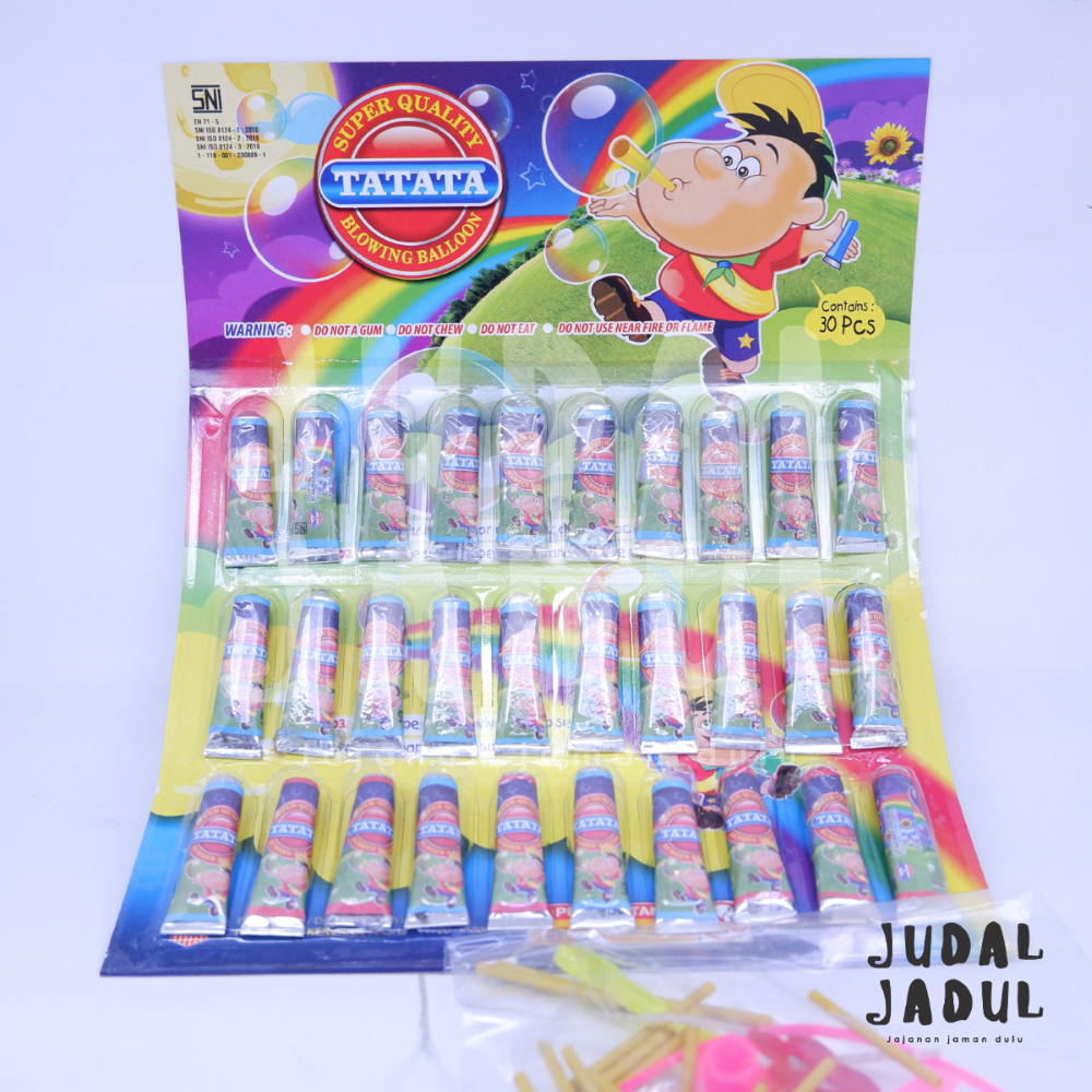Mainan Balon Tiup Tatata Jumbo Isi 30 Pcs Berhadiah / Ballon Jadul / Mainan Balon Tiup Jadul