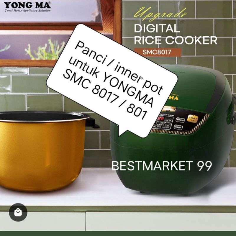 PANCI MAGIC COM YONGMA 8017 GOLD CERAMIC  2 LITER  YMC 801 / SMC 8017 DIGITAL ORIGINAL