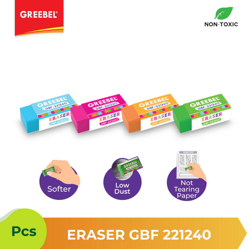 

Penghapus / Eraser Greebel Colorful Eraser GBF - 221240 Penghapus Murah