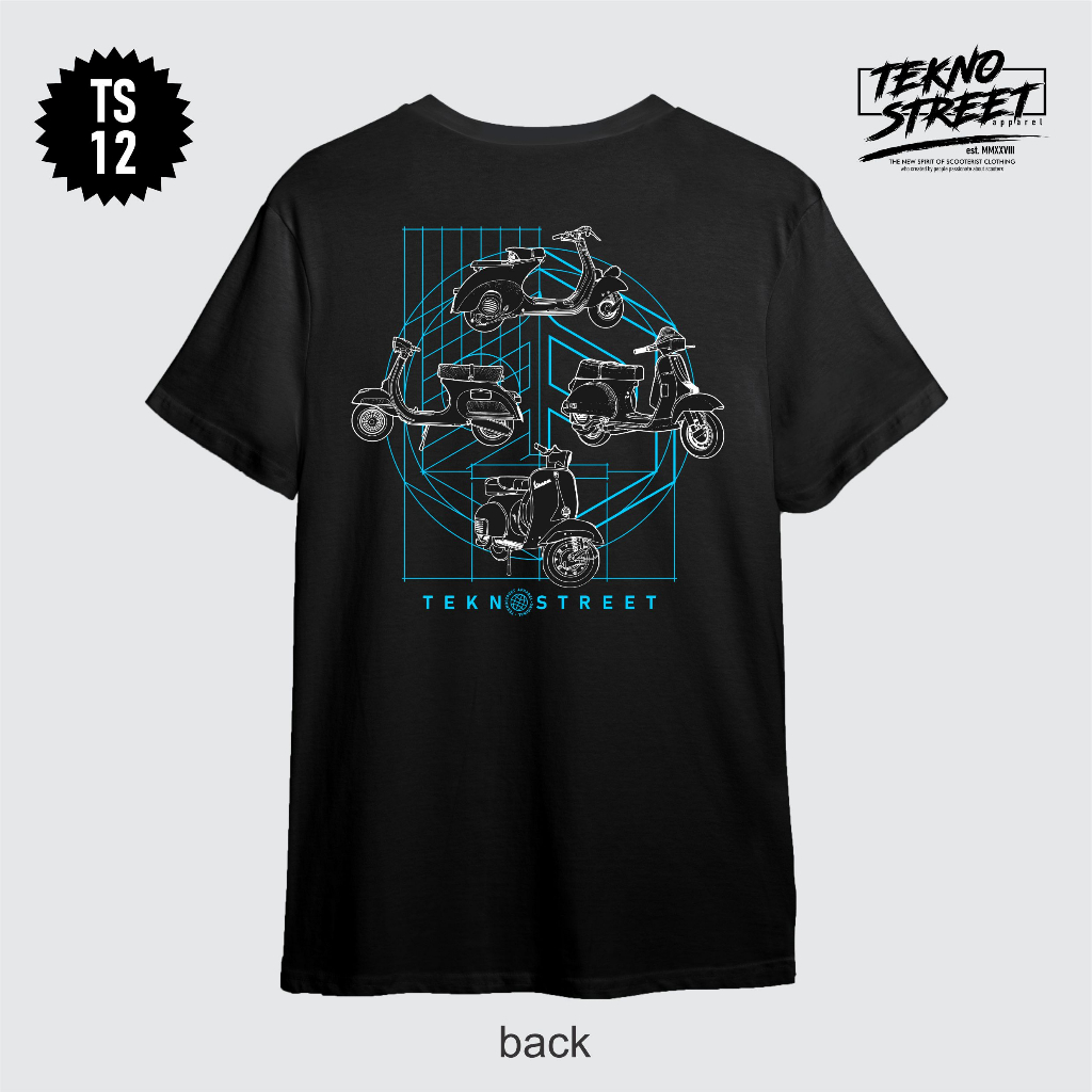 Kaos Vespa piaggio chung 4 scooters excel pts sprint vbb Teknostreet TS12