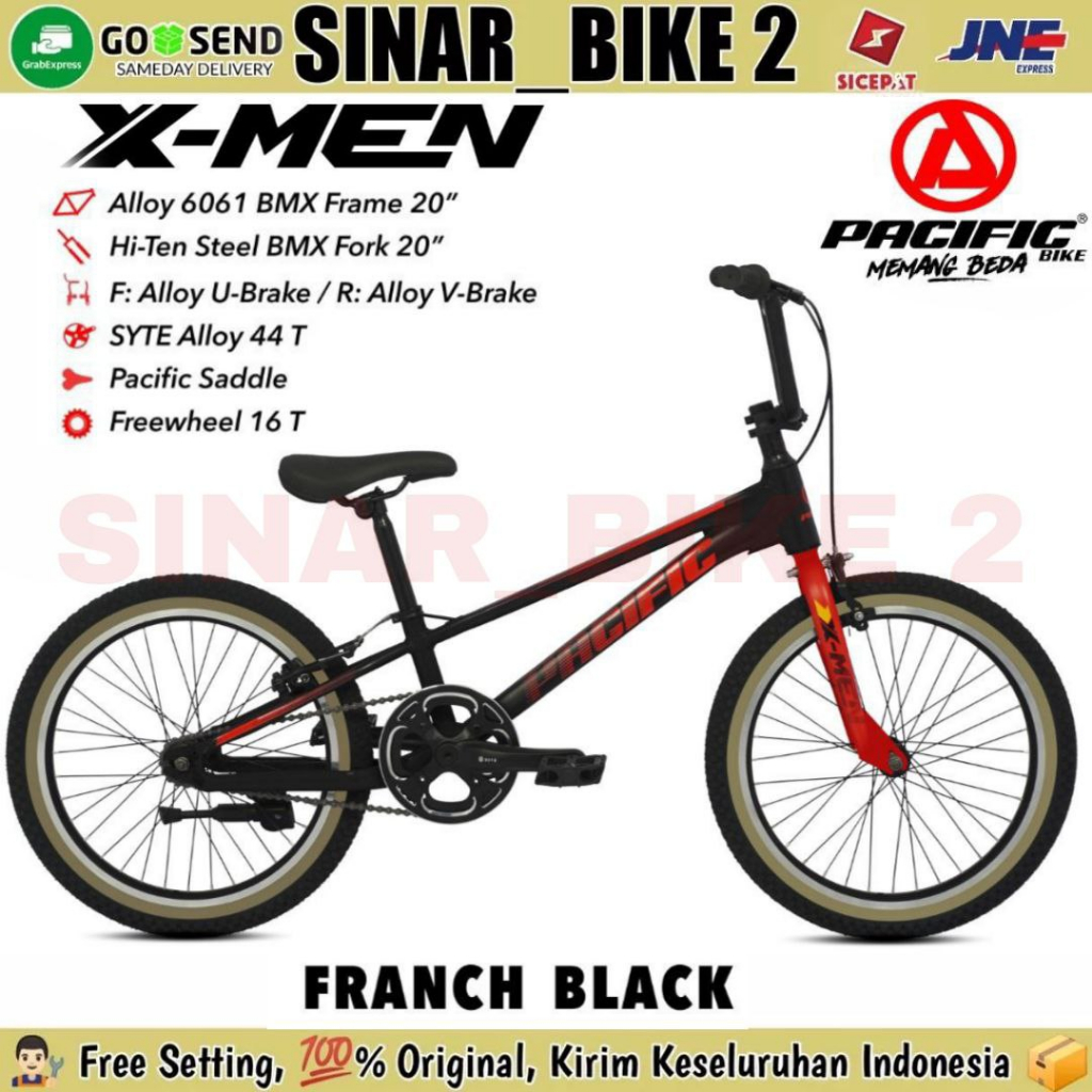 Sepeda Anak Laki BMX PACIFIC X MEN Alloy Ukuran 20 Inch Usia 8-10 Tahun