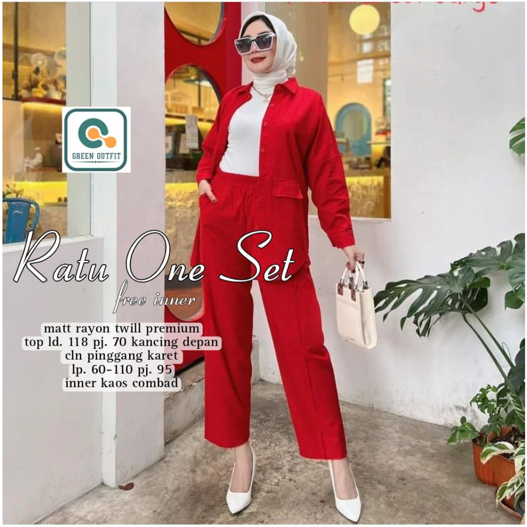 ratu one set tunik baju pakaian atasan kemeja katun seragam lomba 17 san agustusan kemerdekaan jumbo