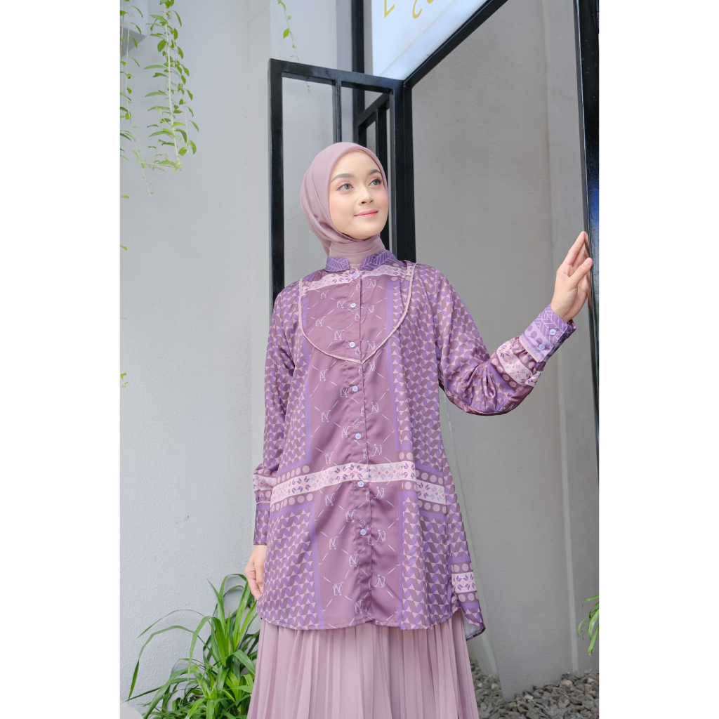iNodhi Calista Series One Set Tunik Printing Rok Plisket