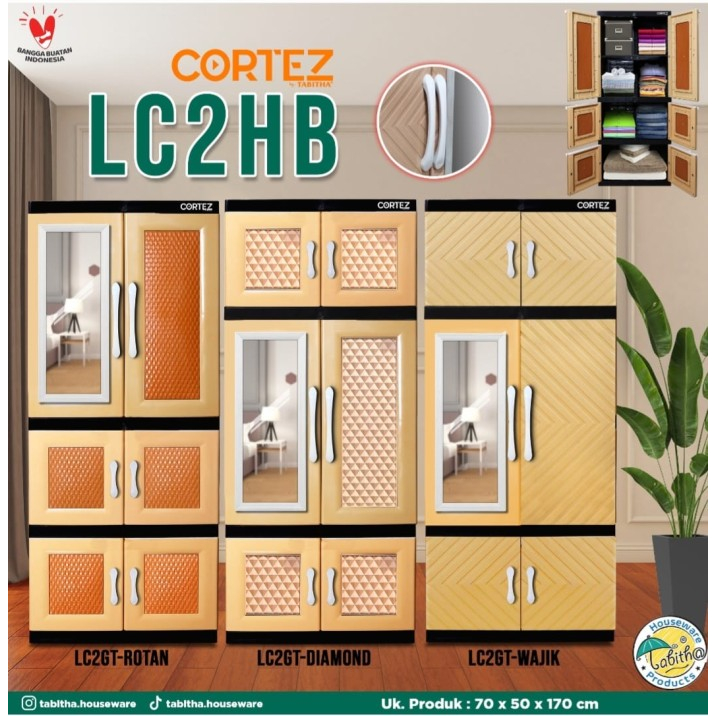 lemari pakaian plastik tabitha cortez LC2HB/LC2GT Cermin Rotan Diamond