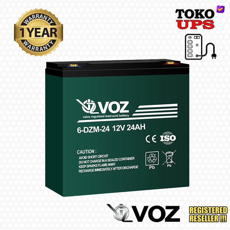 Aki Motor Listrik VOZ 12V 24AH 6-DZM-24 Aki Selis Sepeda Listrik