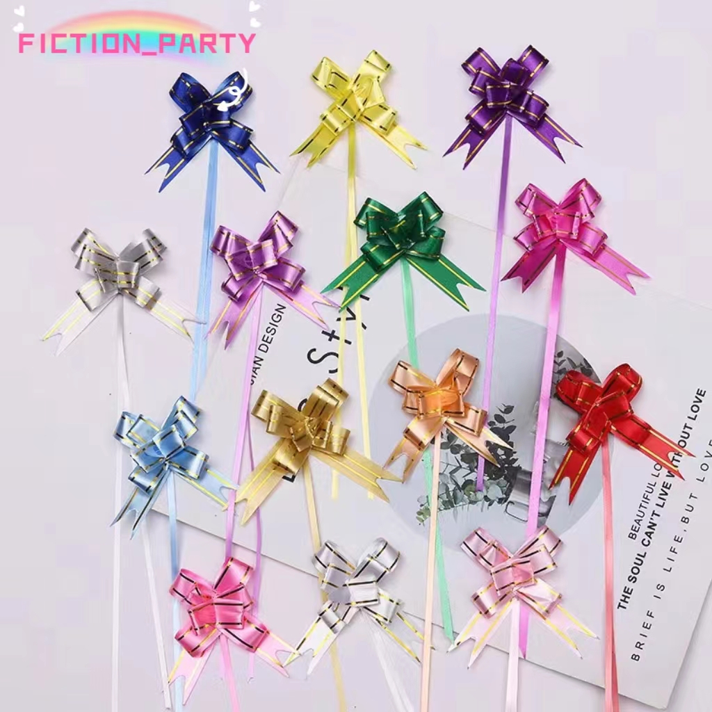 

Pita Tarik 18mm Lis Emas Serut Besar Hiasan Parcel Souvenir Pull Flower Ribbon Gold Stripes pita variasi