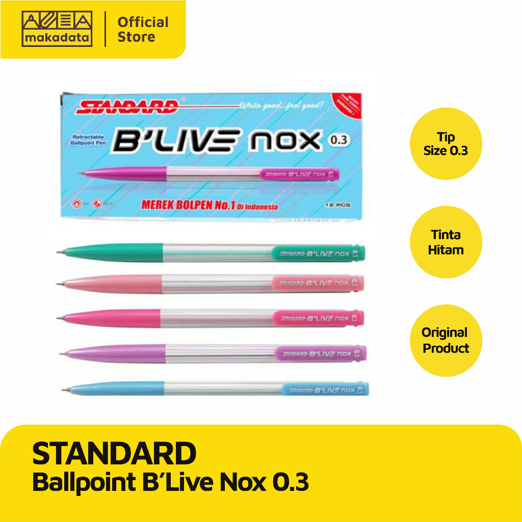 

BOLPEN / BALLPOINT / PULPEN STANDARD B-LIVE NOX 0.3 BLACK (1 PACK) MURAH