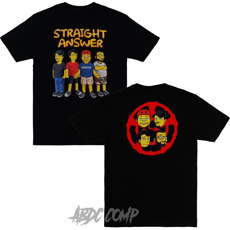 Straight Answer - Simpsons Tshirt Black
