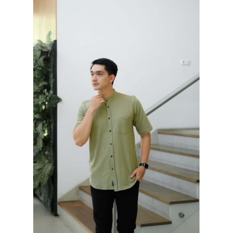 Kemeja Koko hashif lengan pendek biru langit/Kemko lacoste ORI nws