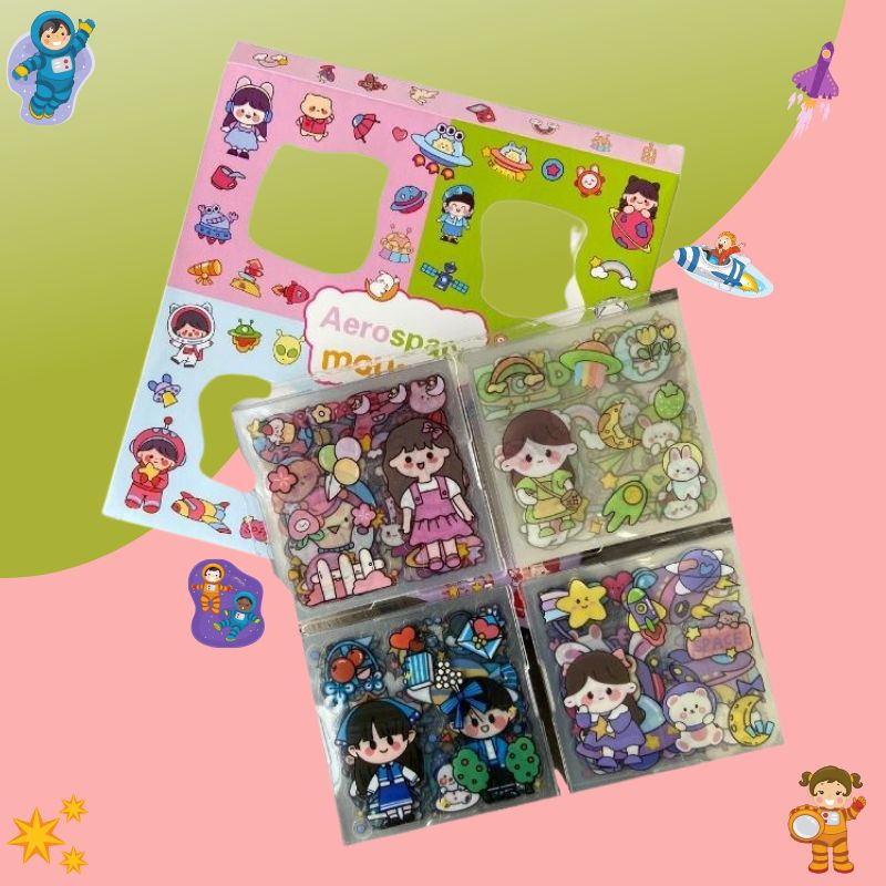 

Sticker Mouson Kartun Korea Lucu Anti Air Karakter Astronot Stiker 2D 100 Lembar DS