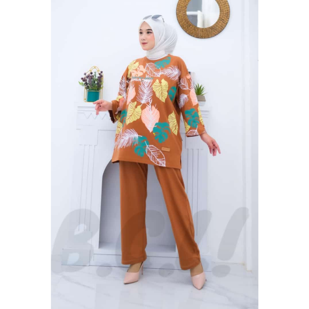 Setelan Wanita Kekinian Fashion Muslim Kondangan Stelan Baju dan Celana Combed Premium