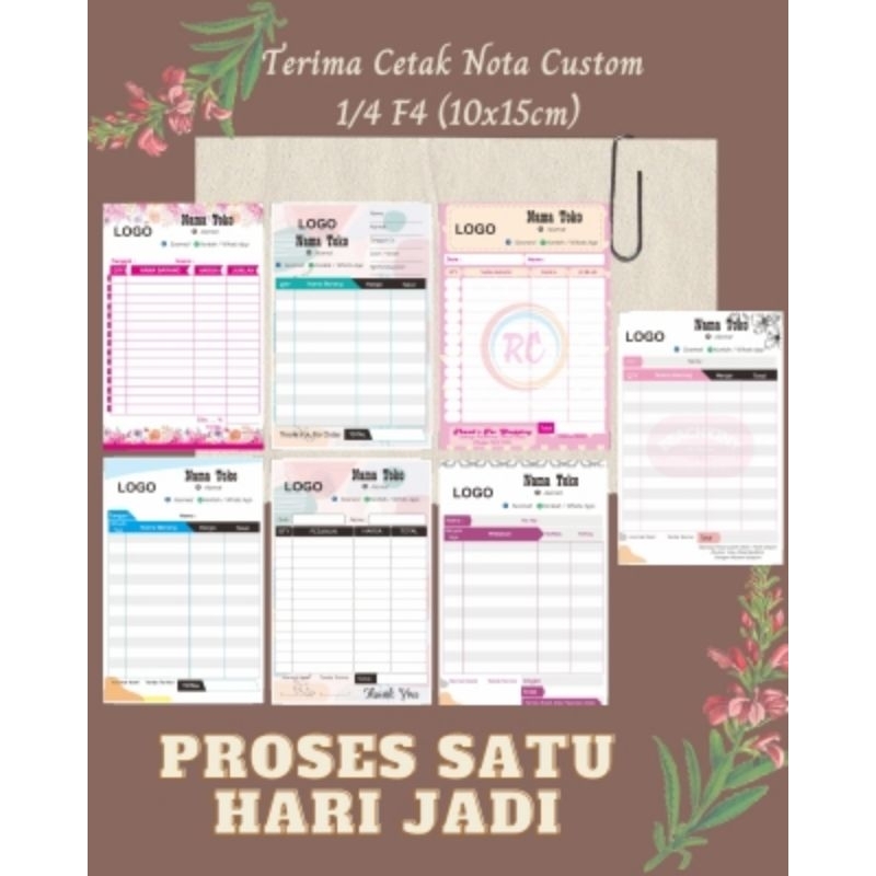 

nota / kwitansi / kuitansi custom/ invoice custom/nota laundry custom ukuran 10x15 cm 1 ply