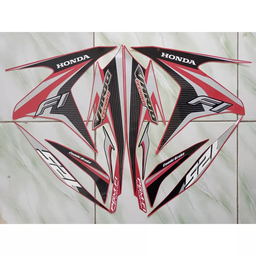 stiker striping honda vario techno 125 2014 iss merah full lis body original