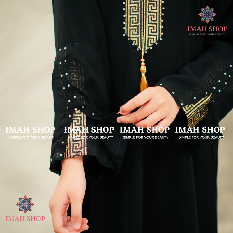 Abaya Gamis Anak Perempuan Maxi Dress Arab Saudi Bordir Zephy Turki Umroh Dubai Turkey India Wanita Hitamjo Haidy Kids By Imah Shop