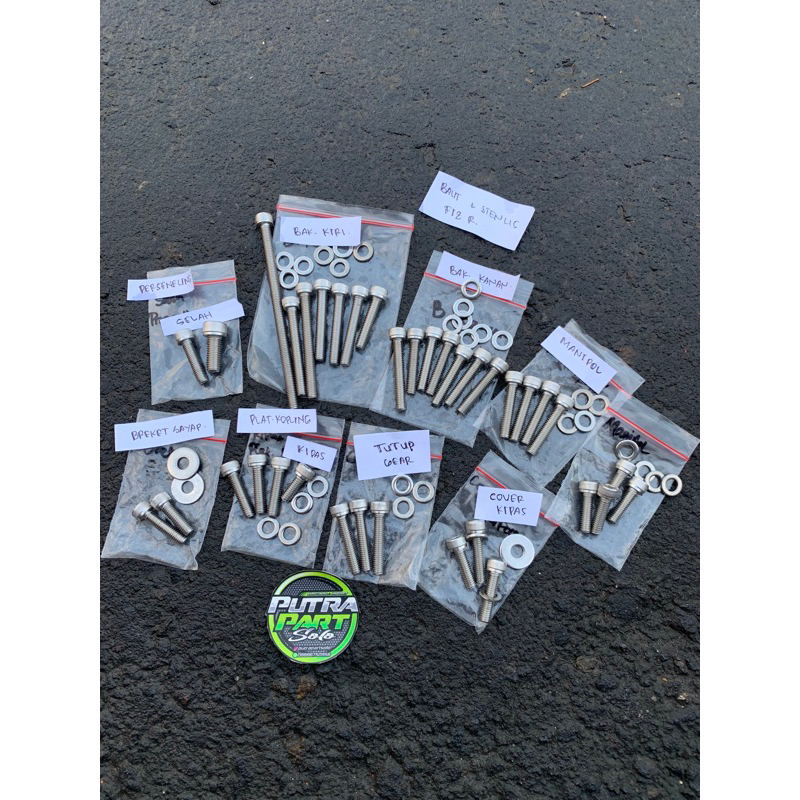 Baut L mesin stenlis fiz r force1 baut mesin stenlis stainless yamaha fiz r full set