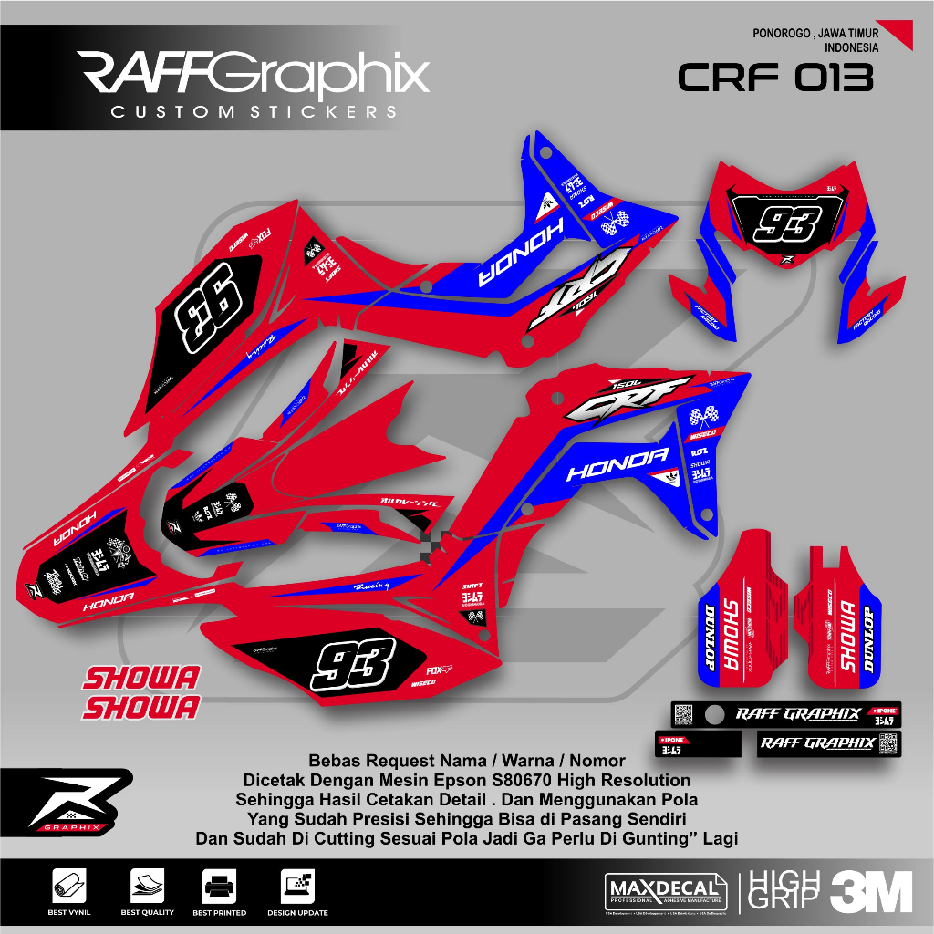 DECAL CRF 150 SUPERMOTO KEREN /STICKER CUSTOM CRF 150 / DECAL CRF CUSTOM