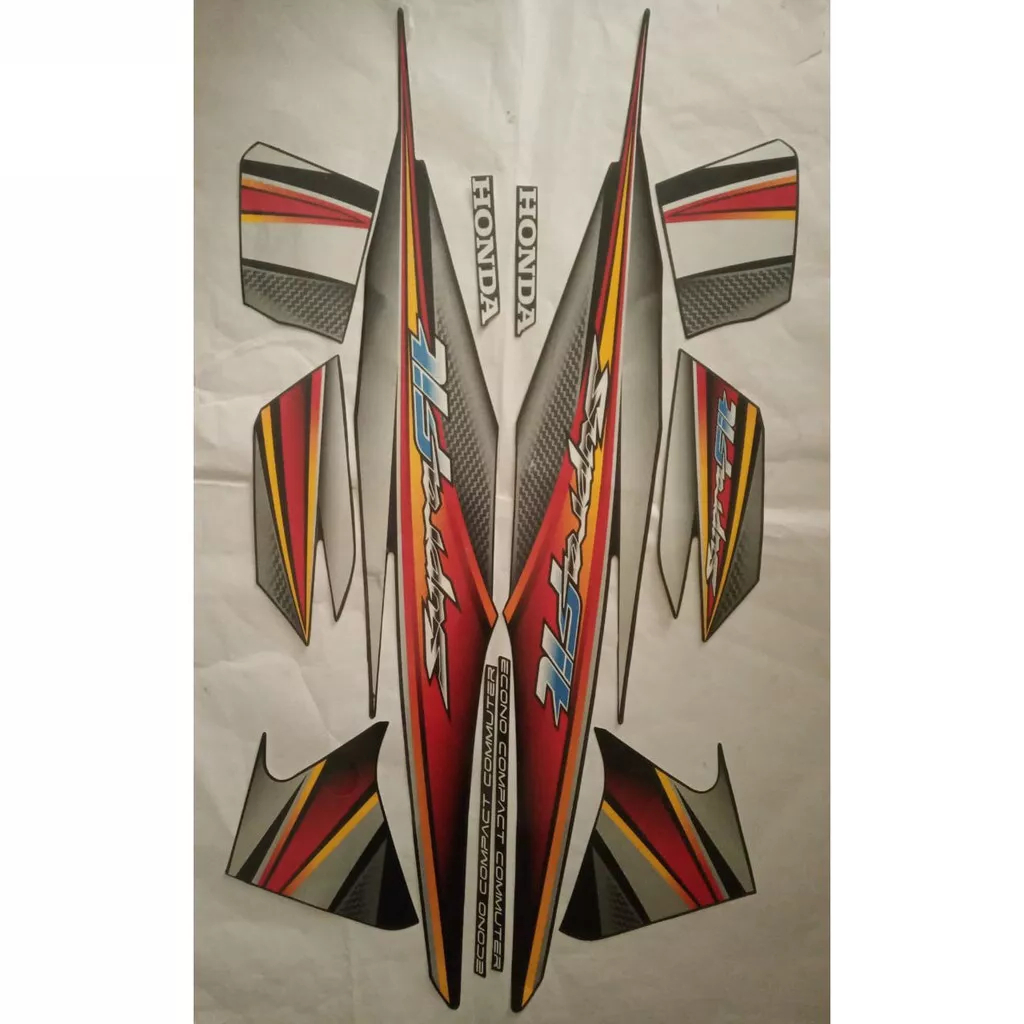 stiker striping honda supra fit new 2006 hitam corak merah lis body original