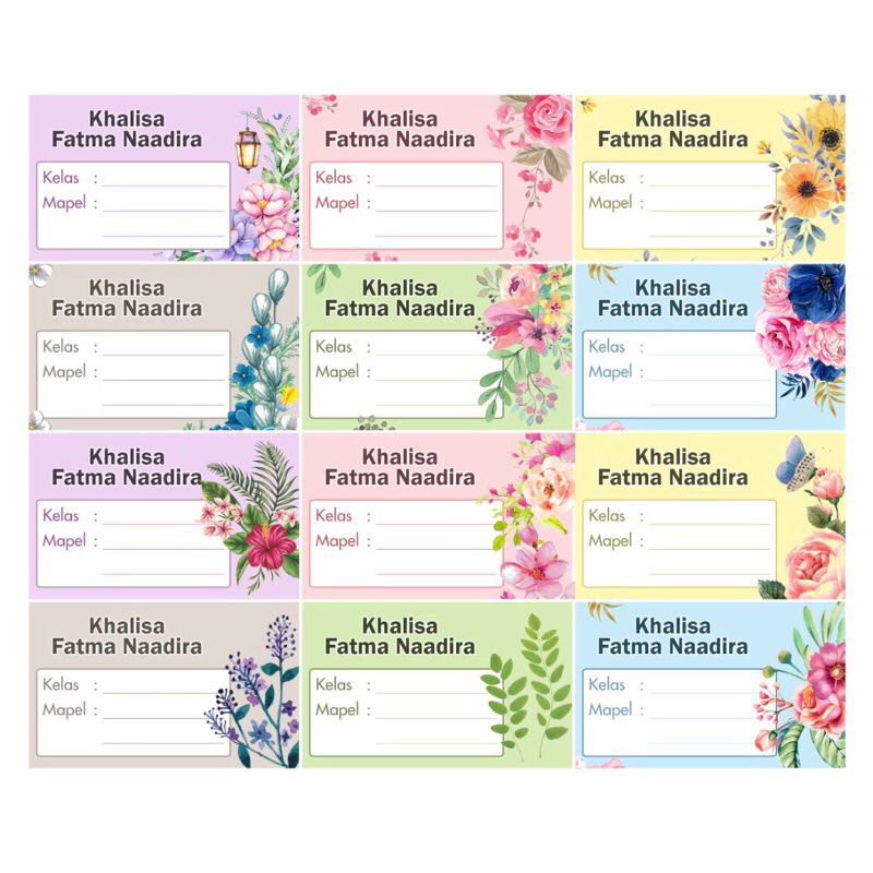 

STICKER Buku Mapel Tema Bunga Floral sticker nama mata pelajaran