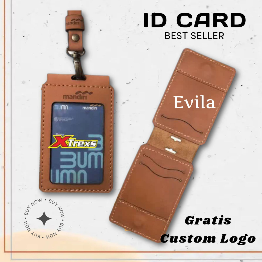 

ID Card Holder Custom Logo Name Tag Kulit Asli Garut Evila Leather
