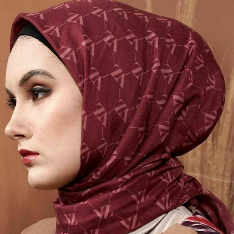 Preloved Vivi Zubedi Monogram VZ Scarf - Maroon (series 1 non plat vz)