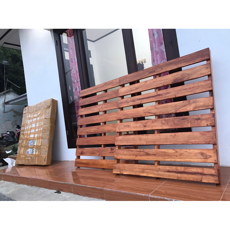 palet tatakan kasur anti lembab sederhana 120x200 cm / dipan kasur aesthetic kayu jati belanda / tat