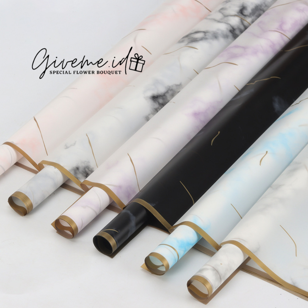 

[ 5 LEMBAR] KERTAS WRAP BUNGA MARMER MARBLE LIST GOLD KERTAS BUNGA KOREA PAPER CELLOPHANE CELLO PEMBUNGKUS BUNGA WATERPROOF BUKET AWAN WRAPPING CELOPHANE