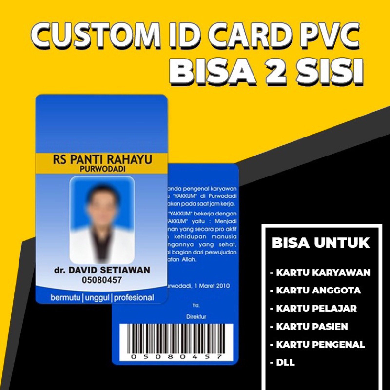 

CETAK ID CARD BAHAN PVC KETEBALAN 0,9 MM/CETAK KARTU ID CARD MEMBER,VISITOR,KARTU PESERTA
