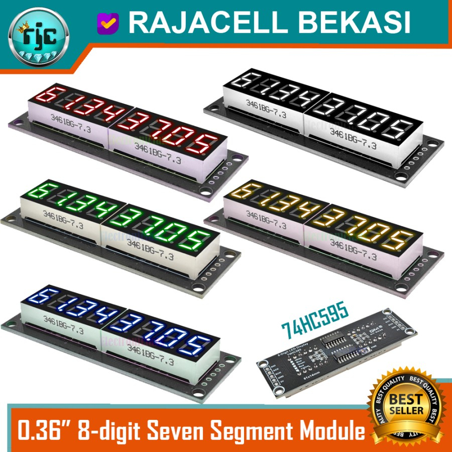 Module Seven Segment 8-Digit 0.36" TM1637 LED 7-Segment Display RGBYW