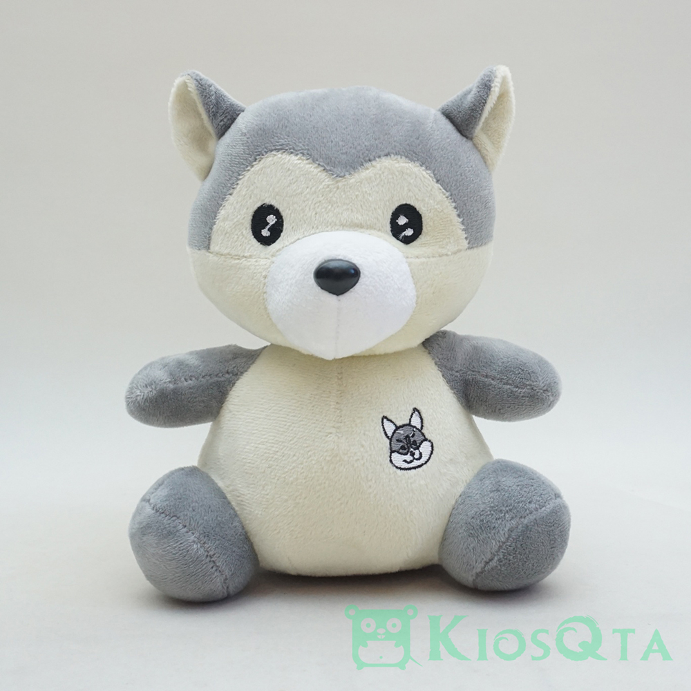 boneka anjing siberian husky duduk abu abu medium
