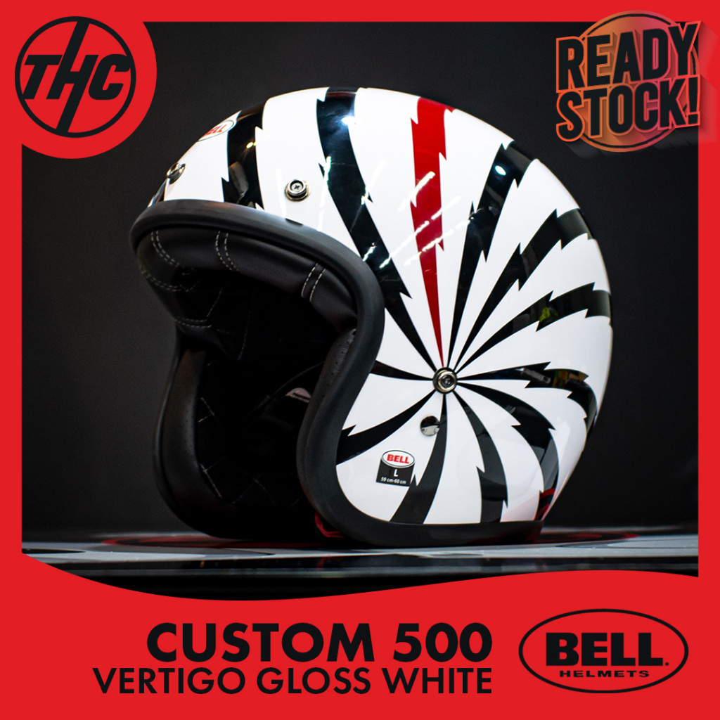 BELL CUSTOM 500 VERTIGO GLOSS WHITE ORIGINAL HALF FACE HELMET CLASSIC RETRO USA