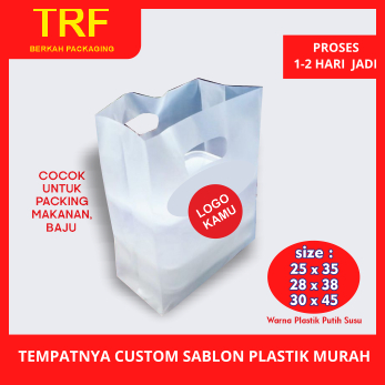 PLASTIK PLONG HD LIPAT SAMPING PLASTIK MAKANAN / BAJU - CUSTOM SABLON FREE DESAIN