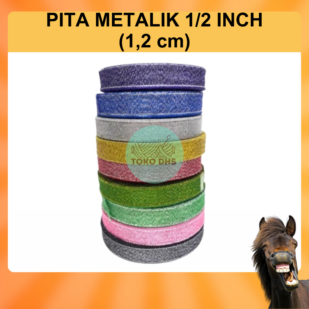 

Pita Gliter Metalik Warna 1/2 inch (1,2 cm)