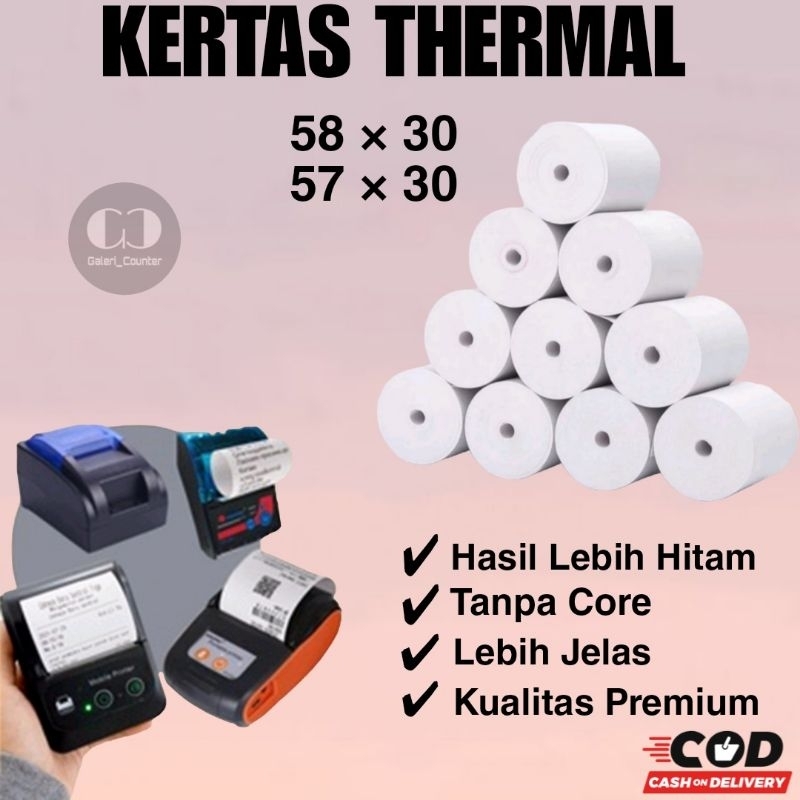 

KERTAS STRUK THERMAL VSC 58×30 PAPER ROLL MINI PRINTER BLUETOOTH (TANPA CORE)