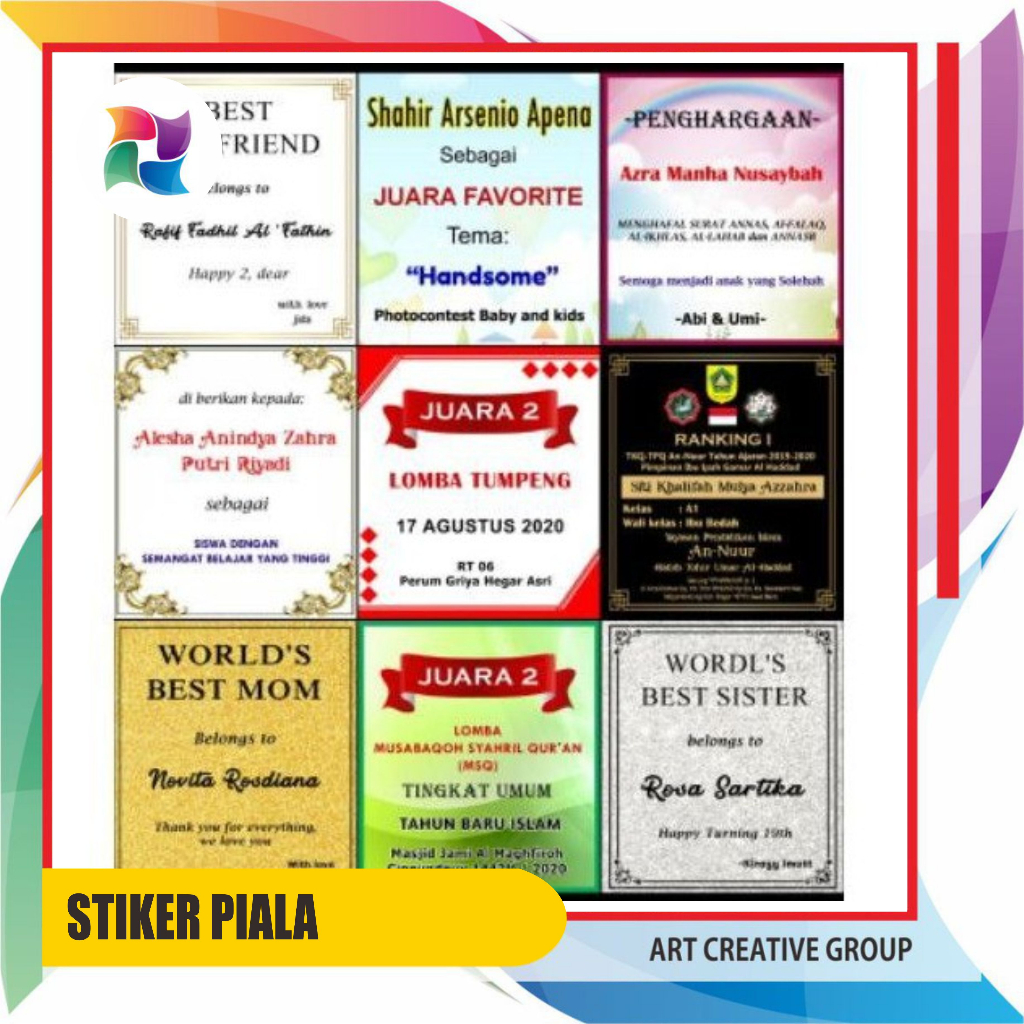 

Print Tempelan Stiker untuk Piala