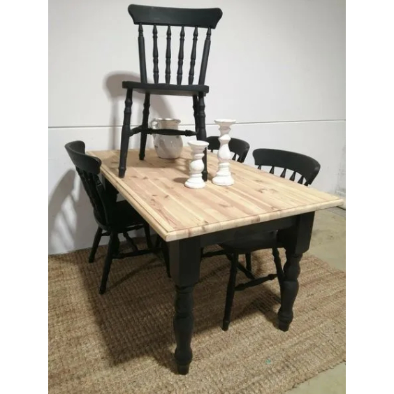 Set Meja Makan 4 Kursi Hitam Minimalis Modern