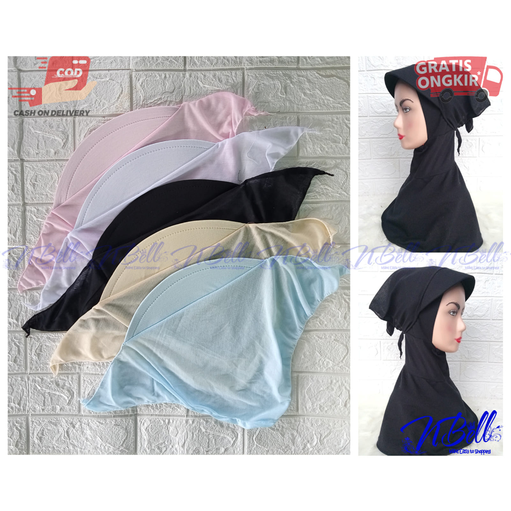 ciput segitiga topi tali ikat/ turban pet tali polos dalaman hijab