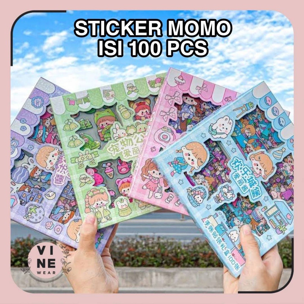 

BOX BESAR Stiker 2D 100 Lembar Sticker Momo Kartun Korea Lucu Anti Air VIRAL TERLARIS!