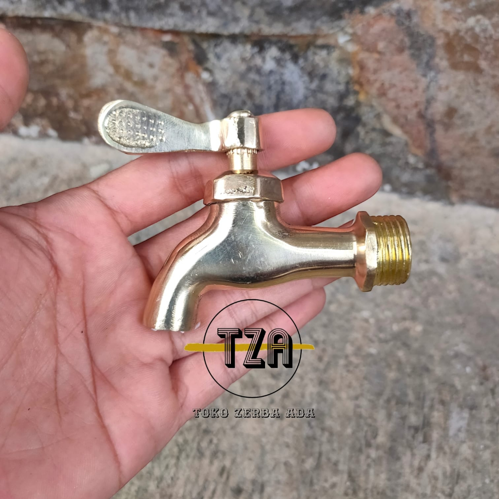 Thebettles Kran Air Kuningan 1/2 Inch Model Klasik Warna Kuning 1 Pcs