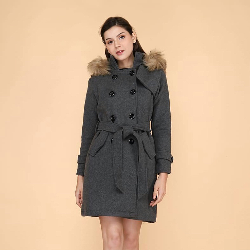 TANAYA LONG COAT PREMIUM - COAT BULU BAHAN TEBAL - JAKET TEBAL- COAT KOREA