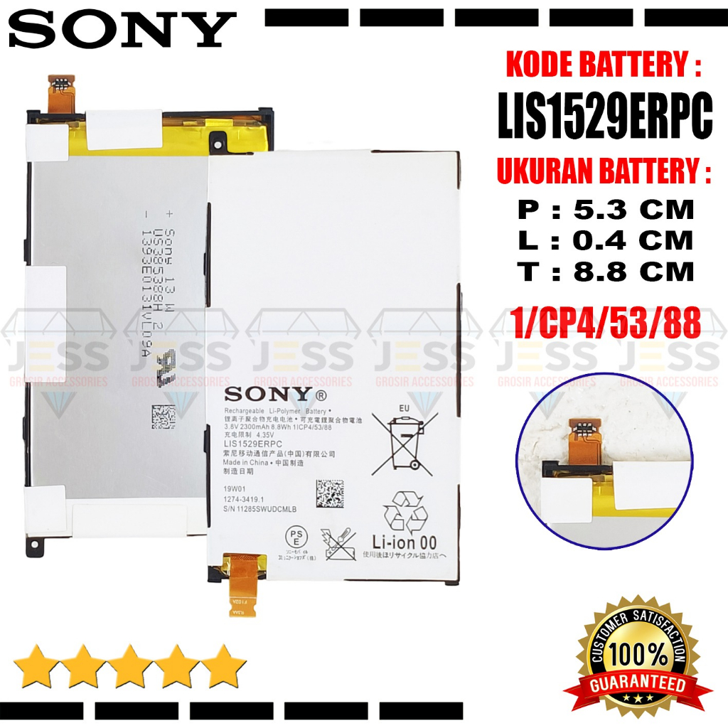 Baterai LIS1529ERPC Sony Xperia Z1 Mini D5503 Z1 Compact Z1C Z2 Docomo SO-04F Z2 Compact A2 Docomo