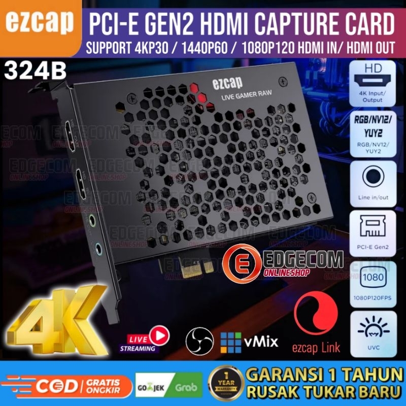 EZCAP 324B PCIE PCI EXPRESS Video Capture Live Gamer RAW Support 4K30FPS / EZCAP324