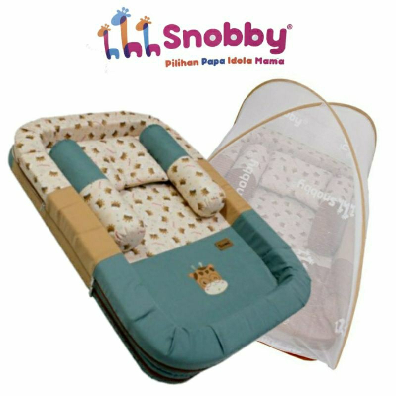 Disc Snobby Set Kasur Kolam Jumbo + Kelambu + 2 Guling + 1 Bantal Kasur Kolam Artsy Twiza Bayi Baby