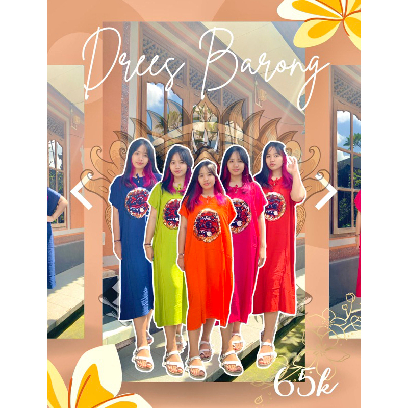 Dress Daster Kapstan Panjang Motif Barong Krisna Bali Oleh Oleh