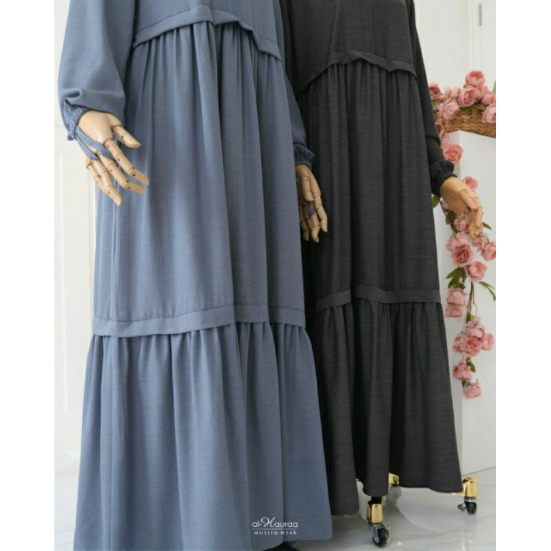 Gamis Terbaru Hitam Polos Syar'i Katun Premium Dewasa Kamila By Alhauraa