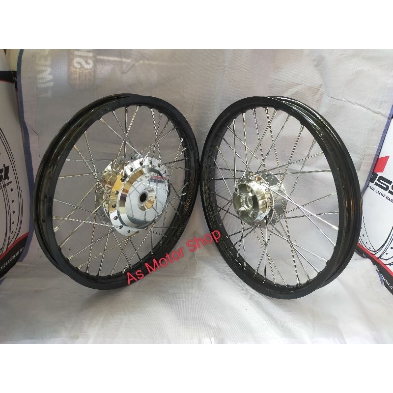 VELG SET ROSSI HITAM GLOSSY HITAM DOFF MERAH GOLD BIRU SILVER UNGU UKURAN 140 140 RING 17 TROMOL SET